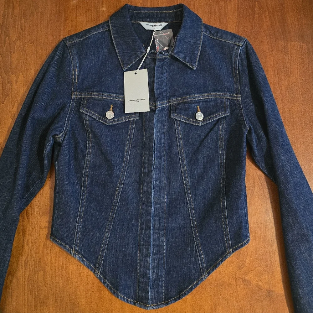 NWT Amanda Uprichard Bristol Denim Top in Dark Blue Heritage Wash - Sz Medium - Picture 9 of 16